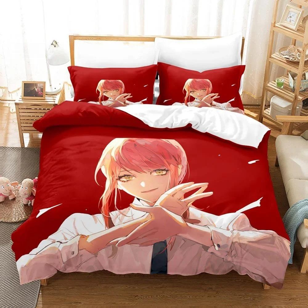 

3D-принт аниме «Человек-бензопила» Makima комплект постельного белья, пододеяльник, комплект постельного белья, пододеяльник, наволочка, размер King Queen Twin для мальчиков и девочек взрослых EU Single 135x200cm