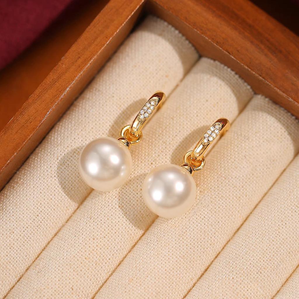 Liu Yifei Pearl Earrings Women'S Diamond-Set High-End Earrings, Niche One Or Two Wear Design Studs