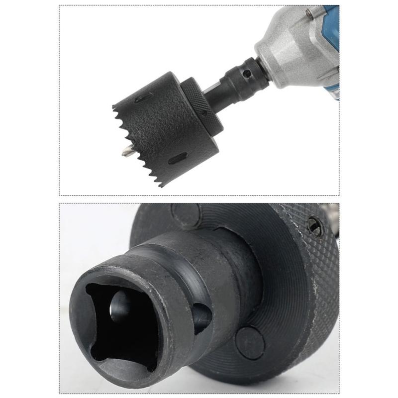 Square Drive Adapter with Drill Bit Hole Sawing Arbor Center Drill Extension Rod for Secure Hole Sawing Operations