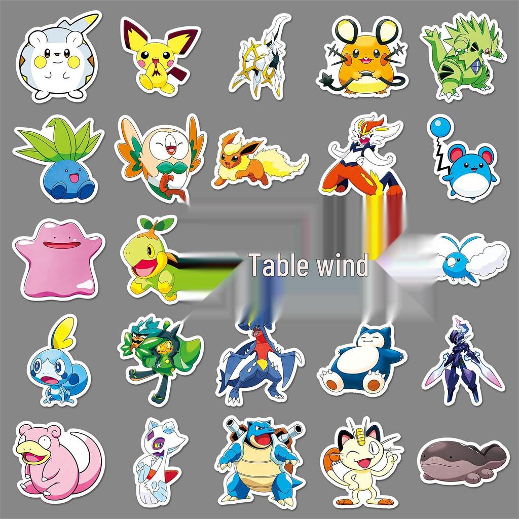 50 Cute Pokemon Q Version Anime Stickers - Planner, Suitcase, Computer Decor, DIY Drip Glue Stickers