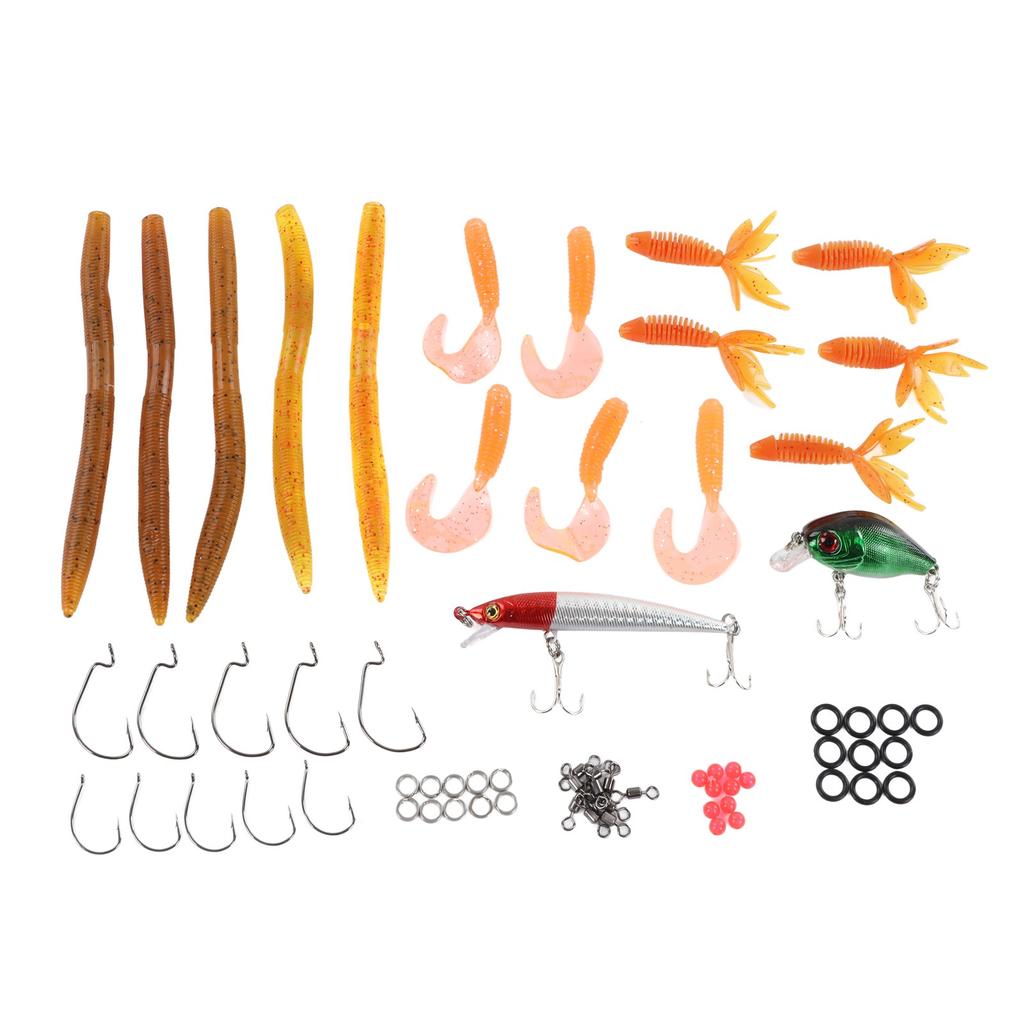 67PCS Fishing Lures Kit Bait Tackle Kit with Hard and Soft Bait Jigs Fishing Hooks for Freshwater and Saltwater