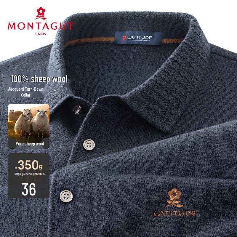 

MONTAGUT Мужской зимний пуловер поло из 100% чистой шерсти 3XL