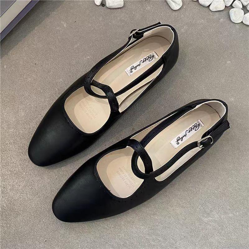 Frühjahr und Sommer 2025 neue Retro-Damen-Mary-Jane-Schuhe mit gekreuzter Schnalle, lässige, weiche, niedrige, bequeme, vielseitige Einzel-Schuhe