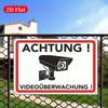 2D Flat Metal Sign German Security Camera Warning, Heavy-Duty Video Surveillance Decor, Red, Easter Theme