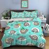 Cartoon Sloths With Leaf Designs Print Bedding Set 1 Duvet Cover 2 Pillowcases For Adult And Children Luxury Gift Full Size
