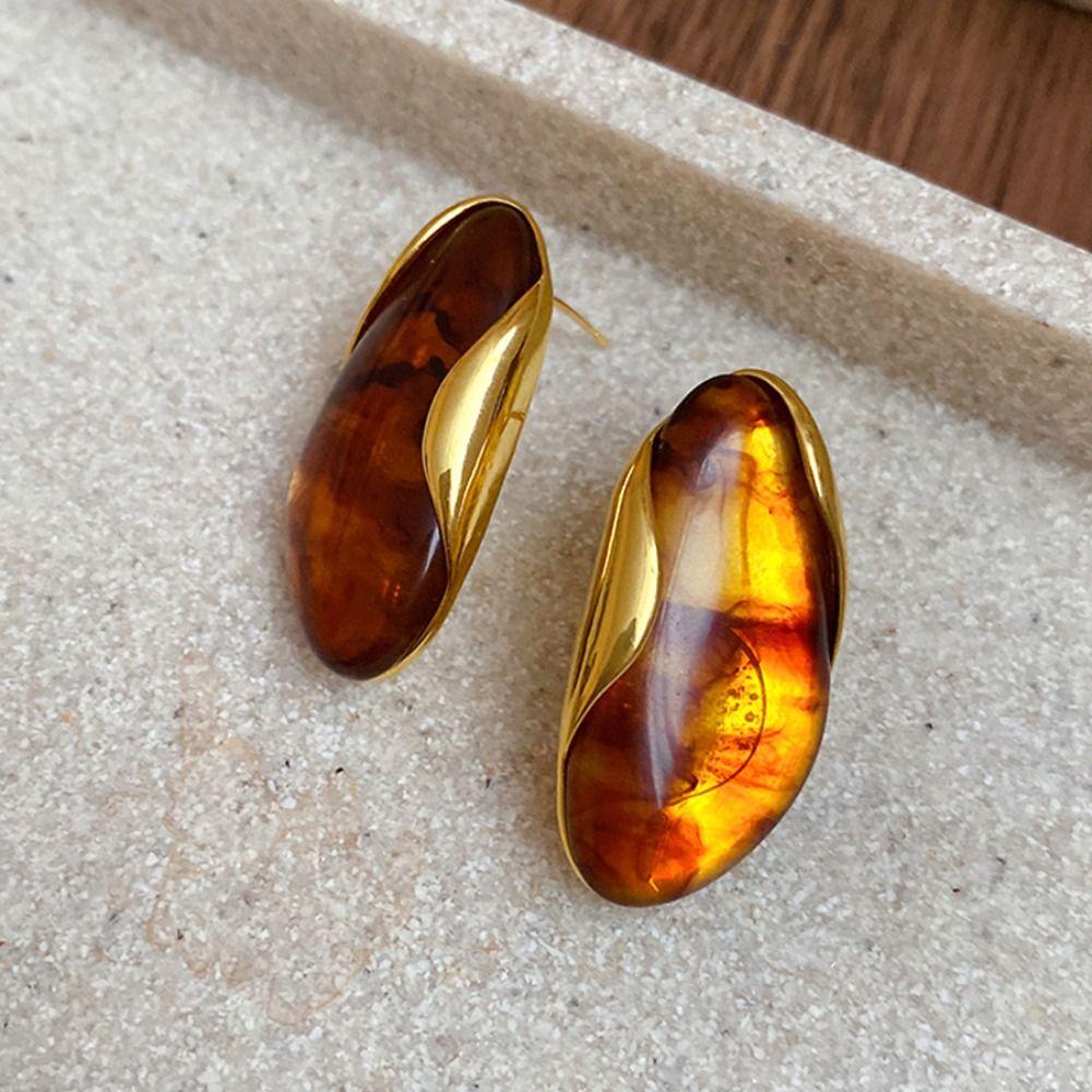 Stainless Steel Acrylic Teardrop Earrings Lightweight Chunky Hoop Earrings  Women's Accessories