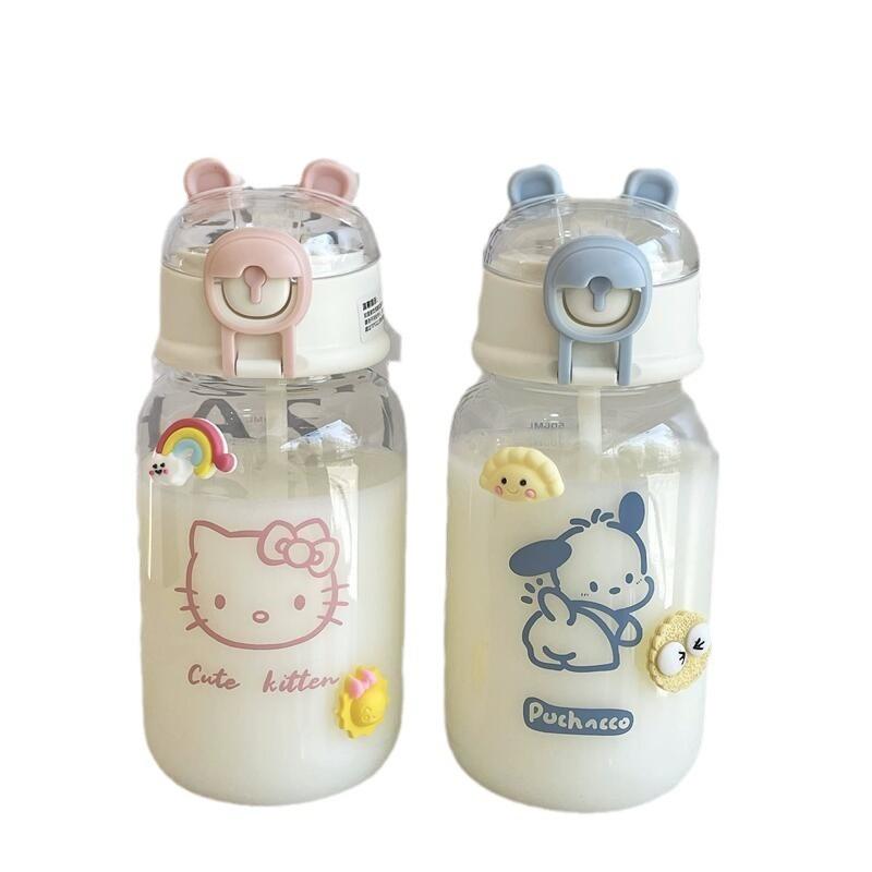Cute Student Disposable Plastic Cup With Straw For Office And Home Use