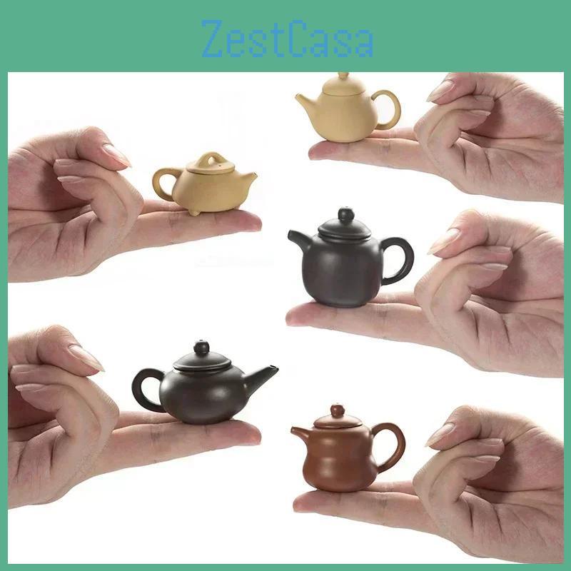 Mini Pocket Pottery Teapot Enameled Hand Teapot Handstand Fingertip Kettle Darkred Enameled Pottery Teaset Accessories Tea Pet
