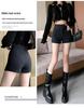 2023 Women's High-Waisted Black Suit Shorts - Sexy Wide-Leg Boot Pants for Autumn/Winter