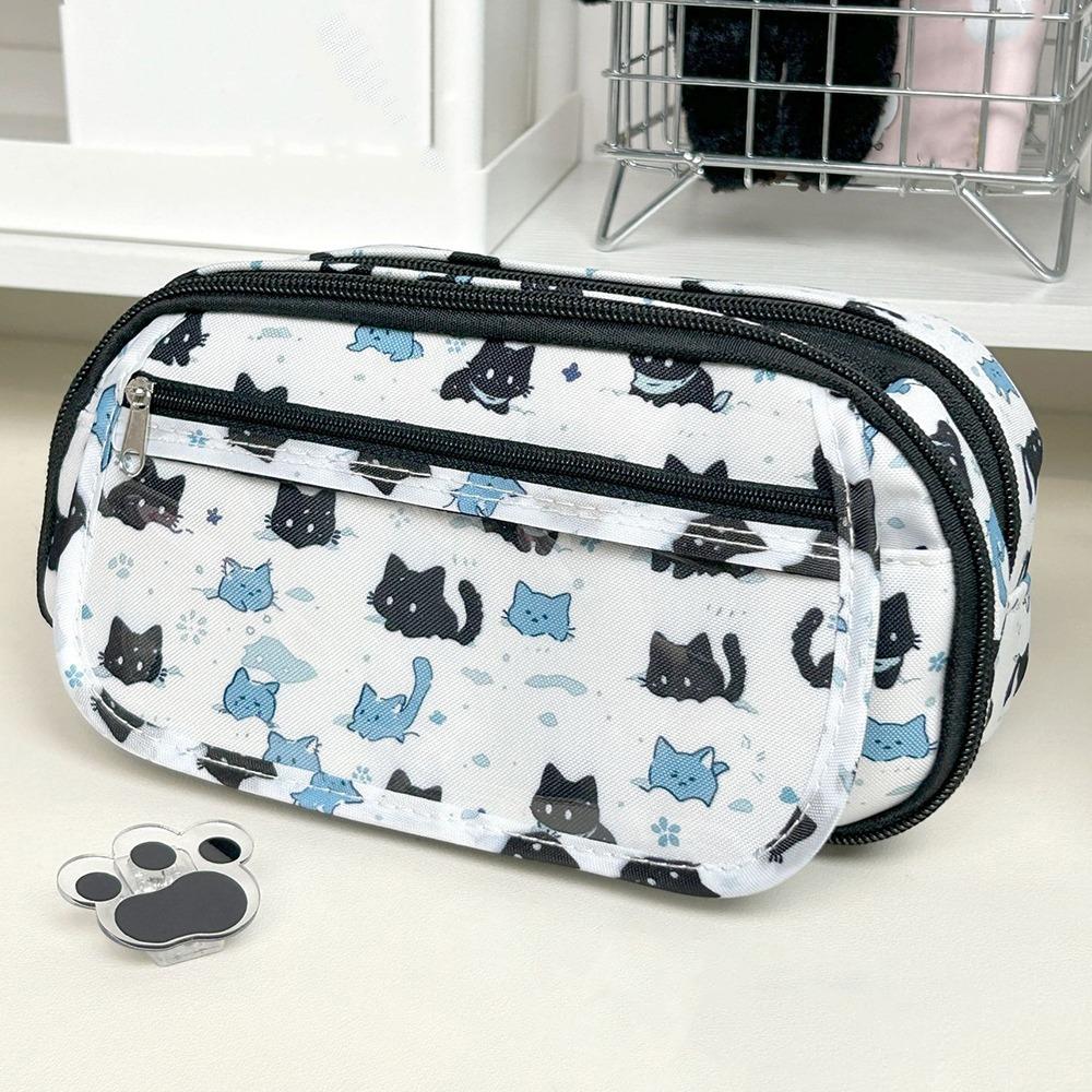 Large Capacity Pen Bag Cat Storage Bag Portable Stationery Organizer  School Office
