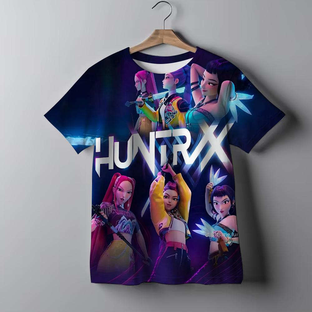 Fashion Casual Kids T-shirt KPop Demon Hunters Cool Girls Top Funny Gift Fans T-shirt KPop Demon Hunters Versatile T-Shirt