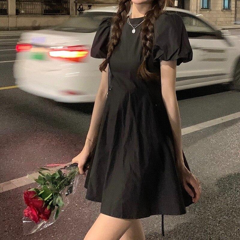 Buy 21 Summer Backless Gothic Black Dress Women Short Sleeve Elegant Y2k Mini Dress Female French Vintage One Piece Dress Korean At Affordable Prices Free Shipping Real Reviews With Photos Joom