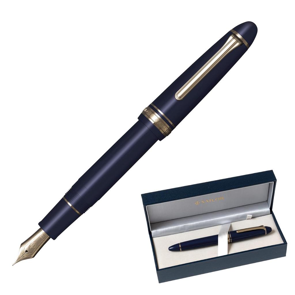 Sailor Profit 14 Gold Trim Fountain 14k Gold Broad Made in Pen, Nib, Blue, Nib, Japan, 11-1214-640