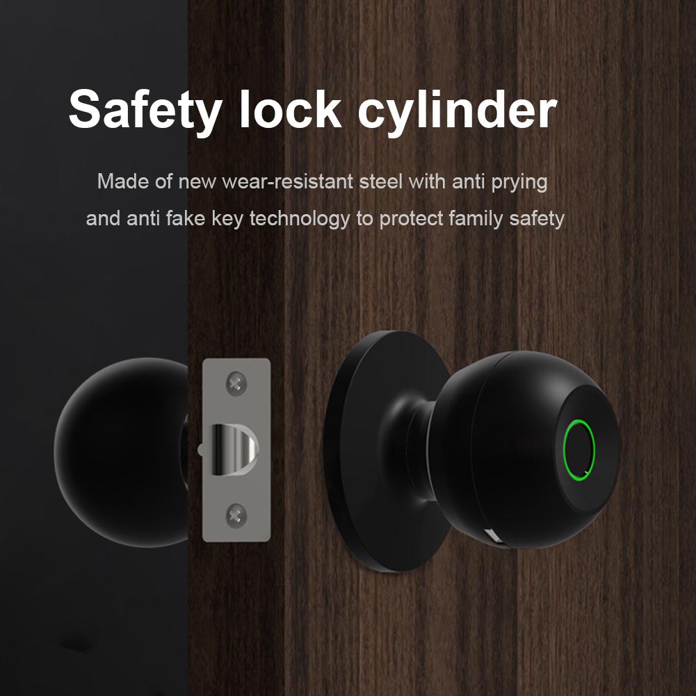 Fingerprint Door Lock Rechargeable Smart Door Knob Biometric Door Lock with Keys TUYA App Control for Bedrooms Cloakroom