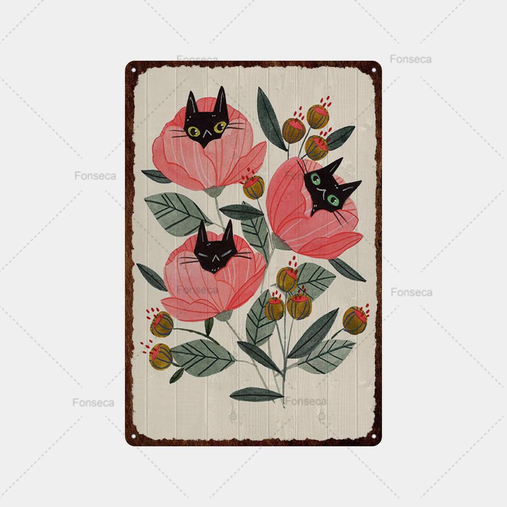 Coole schwarze Katze Metallschild Blechschild Metall Retro Bar Wanddekoration Bar Club Loch Metallplakat
