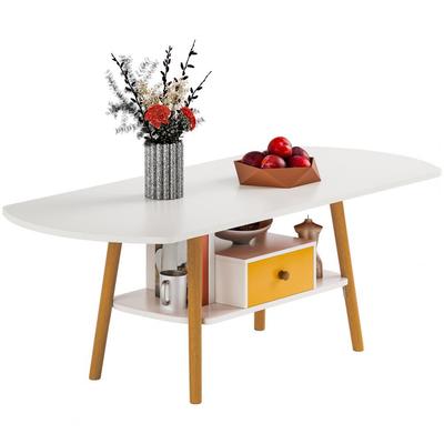 Modern Coffee Table with Double Storage Shelves – Living Room Center Table, Eco-Friendly Finish & Easy Assembly Required