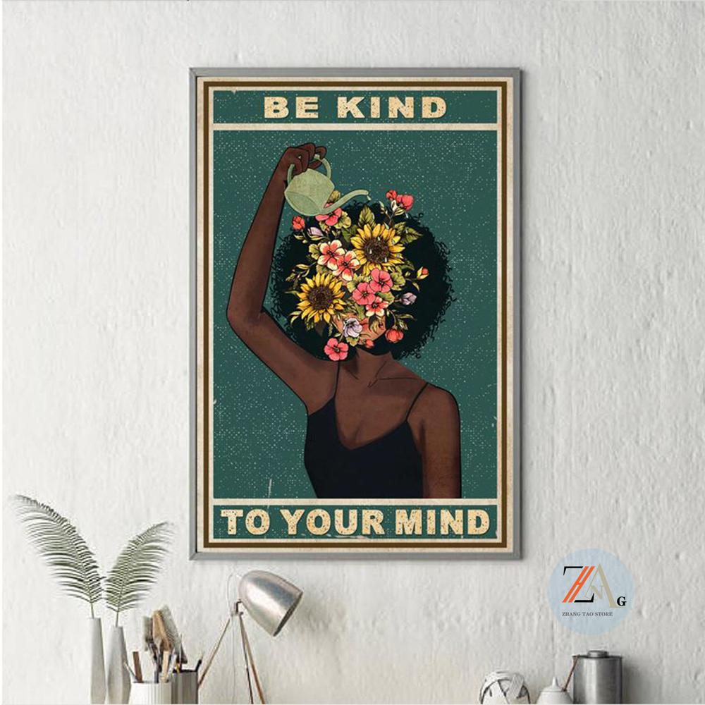 Kaufe Black Girl Mental Health Poster Mental Be Kind To Your Mind Positive  Art Prints Afrikanische Frau Vintage Leinwandgemälde Home Decor zum Preis  ab 0.69 | Joom, image size:1000x1000