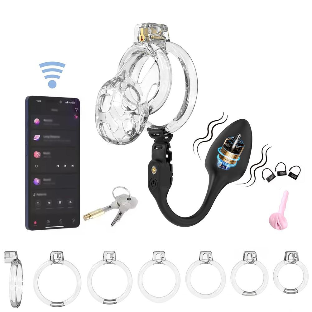 Měkká klec cudnosti s análním vibrátorem, dálkové ovládání, anální kolík, sexuální hračka pro pár, muže, Cobra uretrální zámek s katétrovou zátkou