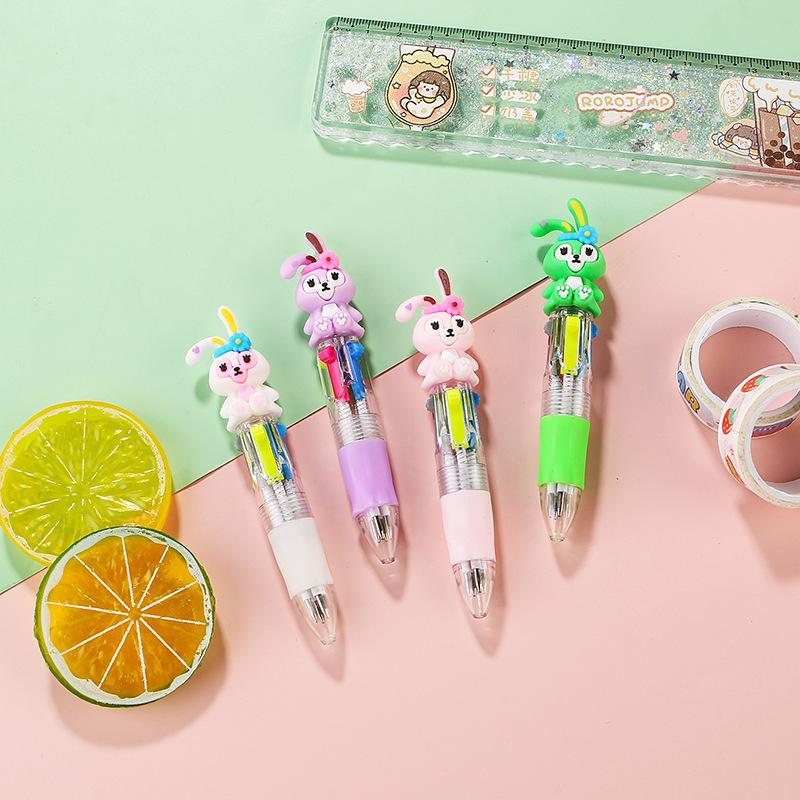 Cute Retractable Round Ballpoint Pens, Stick Construction Type, Plastic Material, for School and Office Supplies