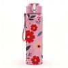 1PC Mixed Red Pink Wildflower Seamless Pattern 750ml Color Plastic Sports Water Bottle Leakproof Flip Straw Lid Suitable for Sports Office Home Use