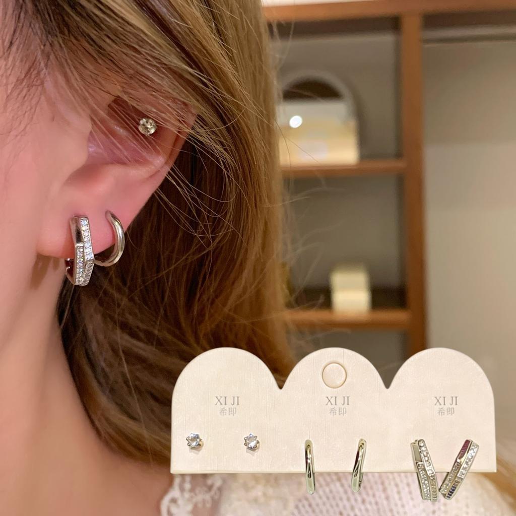 6Pcs/Set Metal Circle Drop Small Earrings For Women Trend Pendant Piercing Earrings Daily Light Luxury Jewelry Gifts
