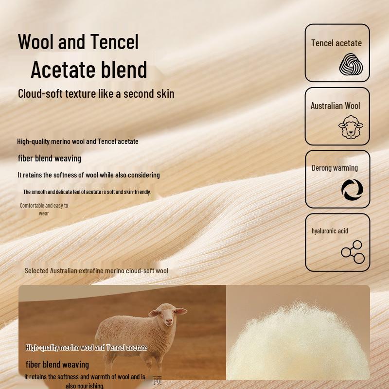 Damen Schwarzes Tencel Merino Wolle Slim Fit Langarm Baselayer Oberteil - Semi-High Neck, Herbst/Winter 2025 Kollektion.