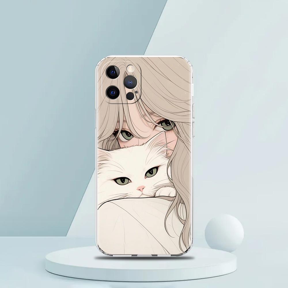 Cartoon Funny Boy Girl Couple Luxury Phone Case For iPhone 16 15 14 13 12 11 Pro Max XS X XR SE 7 8 Plus Silicone Clear Cover