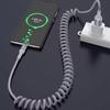 Electronic Accessories 100W 90 Degree Right Angled USB-C Coiled Retractable Data Cable Pure Copper Conductor Braid