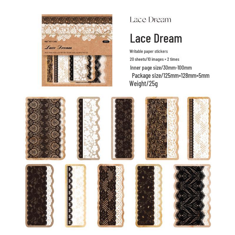 Yellowed Lace Sticker Pack: Large Lace Journal DIY Decorative Borders (6 Types)