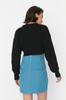Women's Elegance Style Sweater Black Super Crop Basic Knitwear Sweater