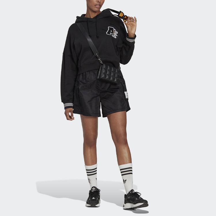 Adidas Originals Trefoil Solid Color Logo Print High-Waisted Shorts Women Bottoms Black HL9061