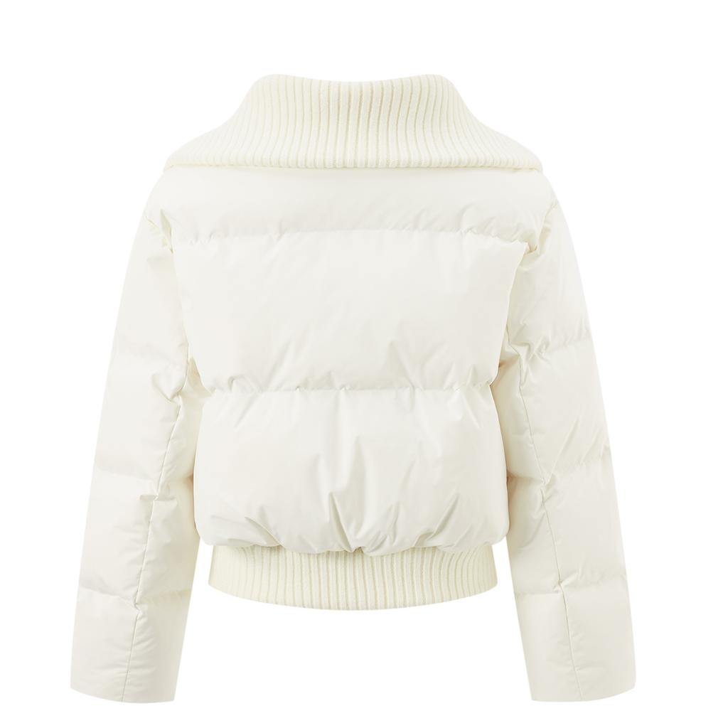 Li Ning Hot Pot Down Jacket Series Water-Resistant Solid Color Comfortable Loose Warm Short Winter Down Jacket Women Outerwear Off-White AYMU252-1