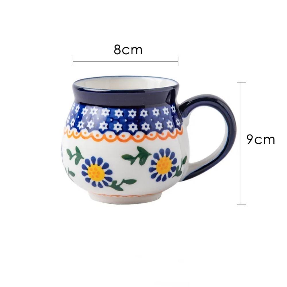 National Style Cup Fashion Large Capacity Retro Mug Home Water Milk Mark Mug Gold Inlaid Couple Cup Holiday Birthday Gift