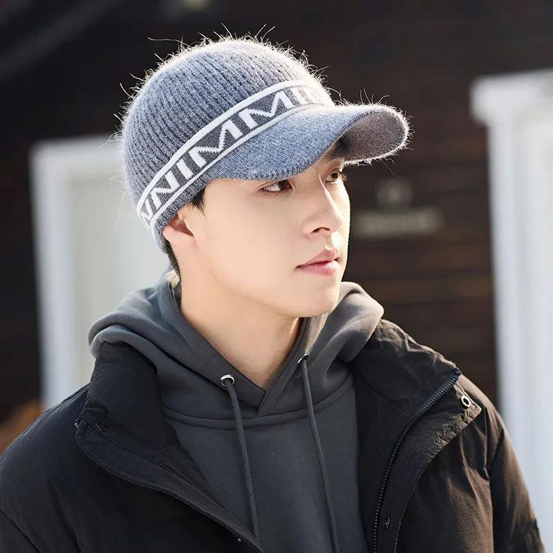 WTEMPO Men's Jacquard Weave Solid Color Outdoor Cycling Knitted Hats Autumn Winter Windproof Cold-proof Warm Soft Hats