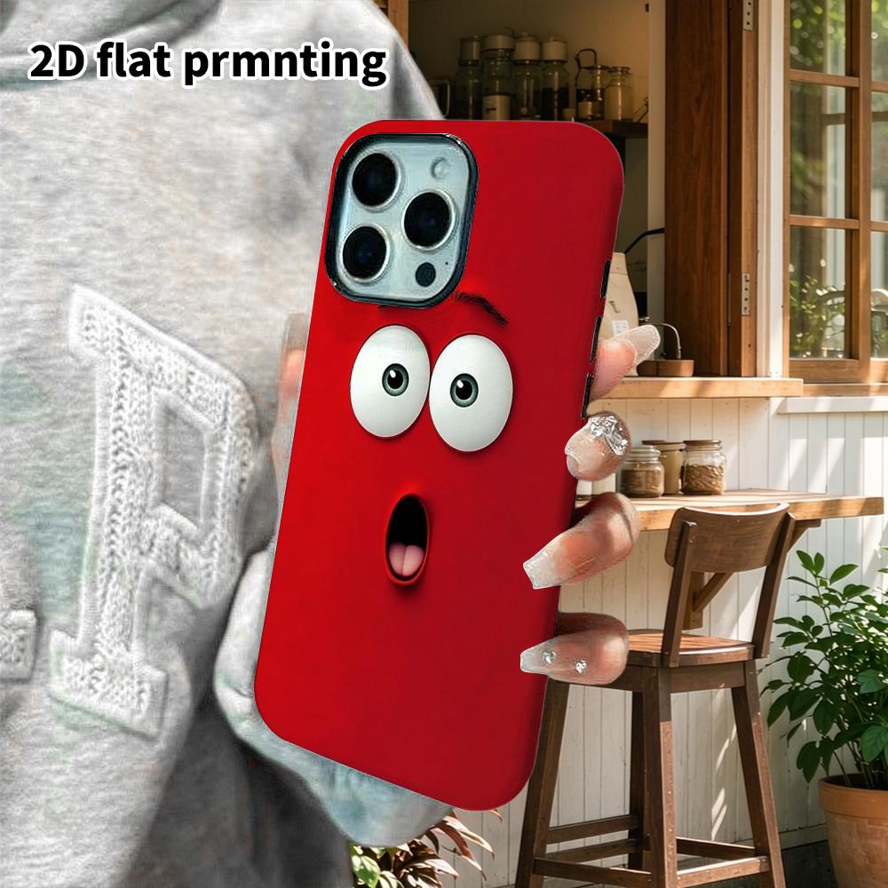 Phone Case: 2D Flat Design Suitable for iPhone 18 17 16 15 14 13 Pro Film Protective Case, Couple Style, Shocked Face, Christmas and Halloween Gift