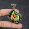 Natural Ammolite Gemstone Handmade Copper Wire Wrap Pendant Jewelry 2.64" W4z86