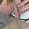 Pony Anhänger Lange Halskette Für Damen Herren Hip-Hop Punk Pulloverkette Schmuck