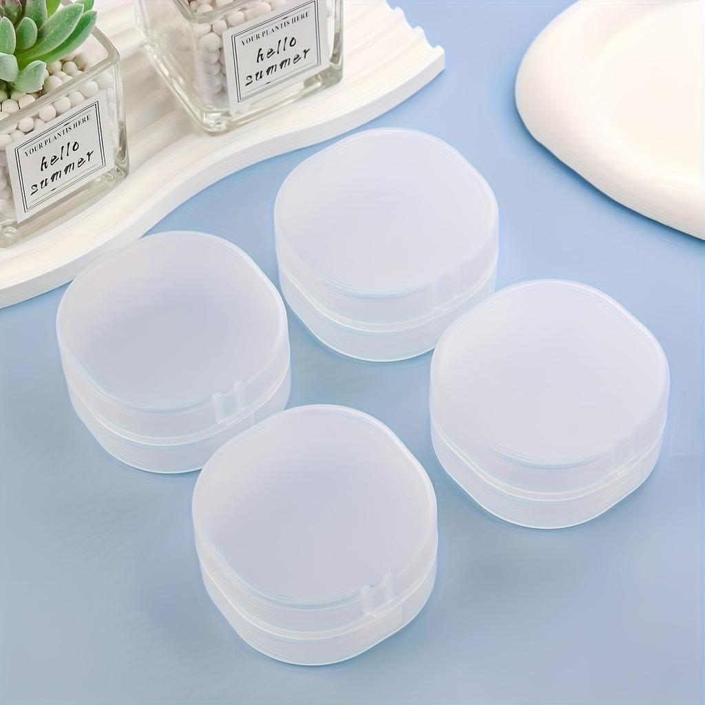 Transparent Plastic Round Holder - Portable Cosmetic Pad & Makeup Remover Organizer, Sealed Travel Design for Brushes, Balls