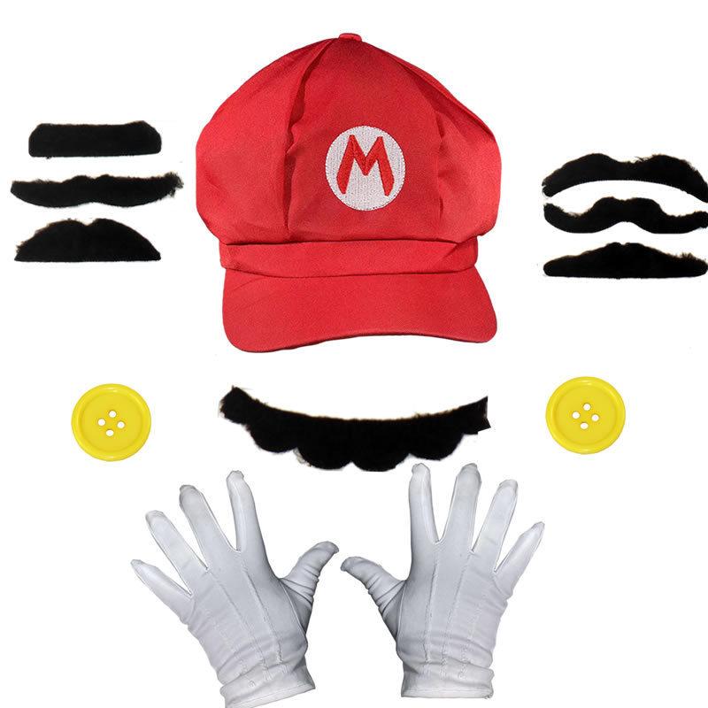 

Набор из кепки и перчаток Super Mario Bros из холщовой ткани для косплея и коллекционеров красный
