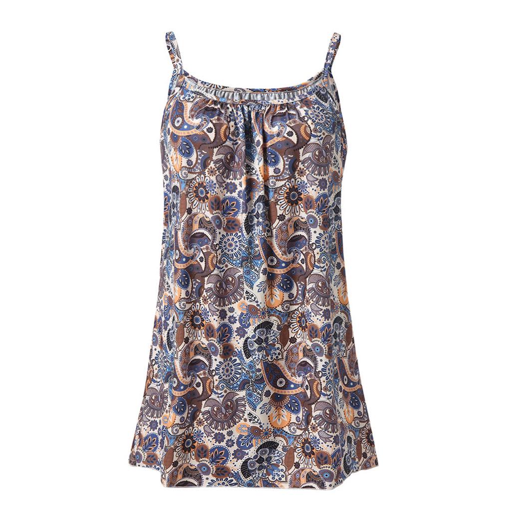 Women Summer Printed Sleeveless Vest Blouse Tank Tops Camis Clothes