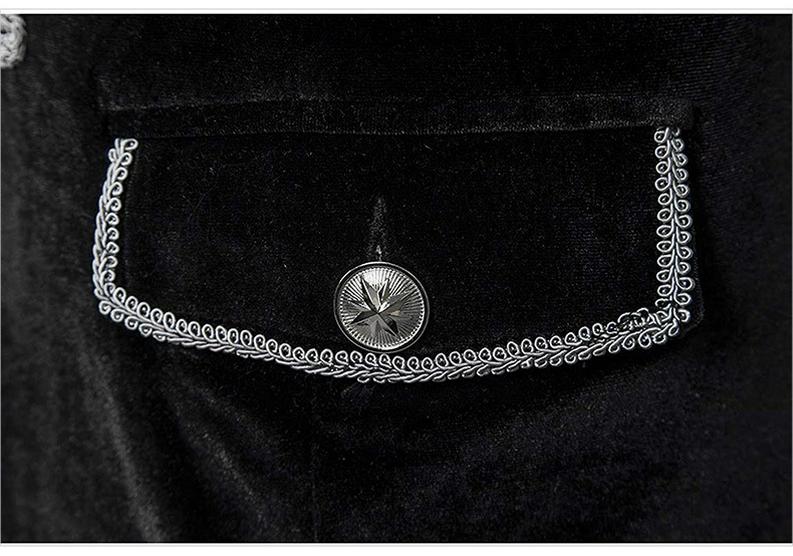 2021 Christmas Men's Steampunk Velvet Coat with Stand Collar