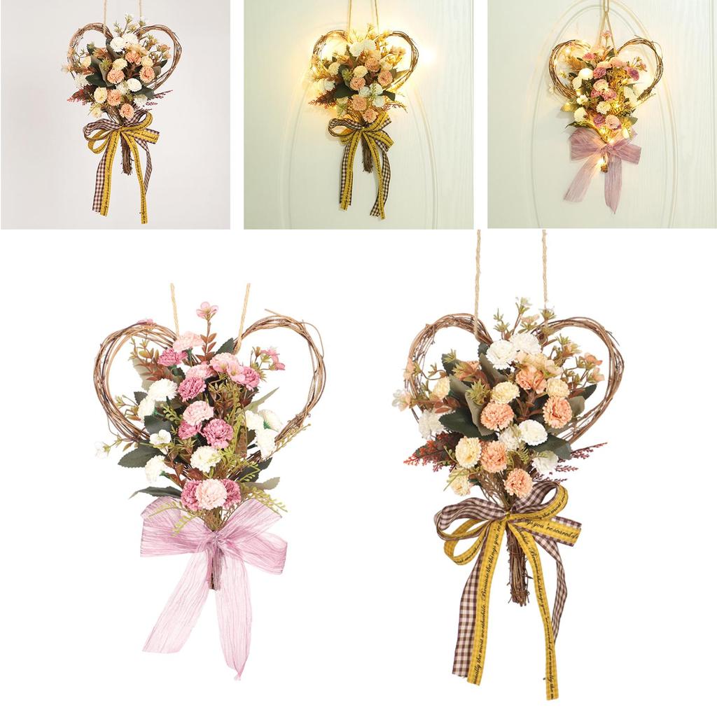 Carnation Flower Wreath Garland Silk Flower Front Door Wreath for Mother'S Day Decor Party