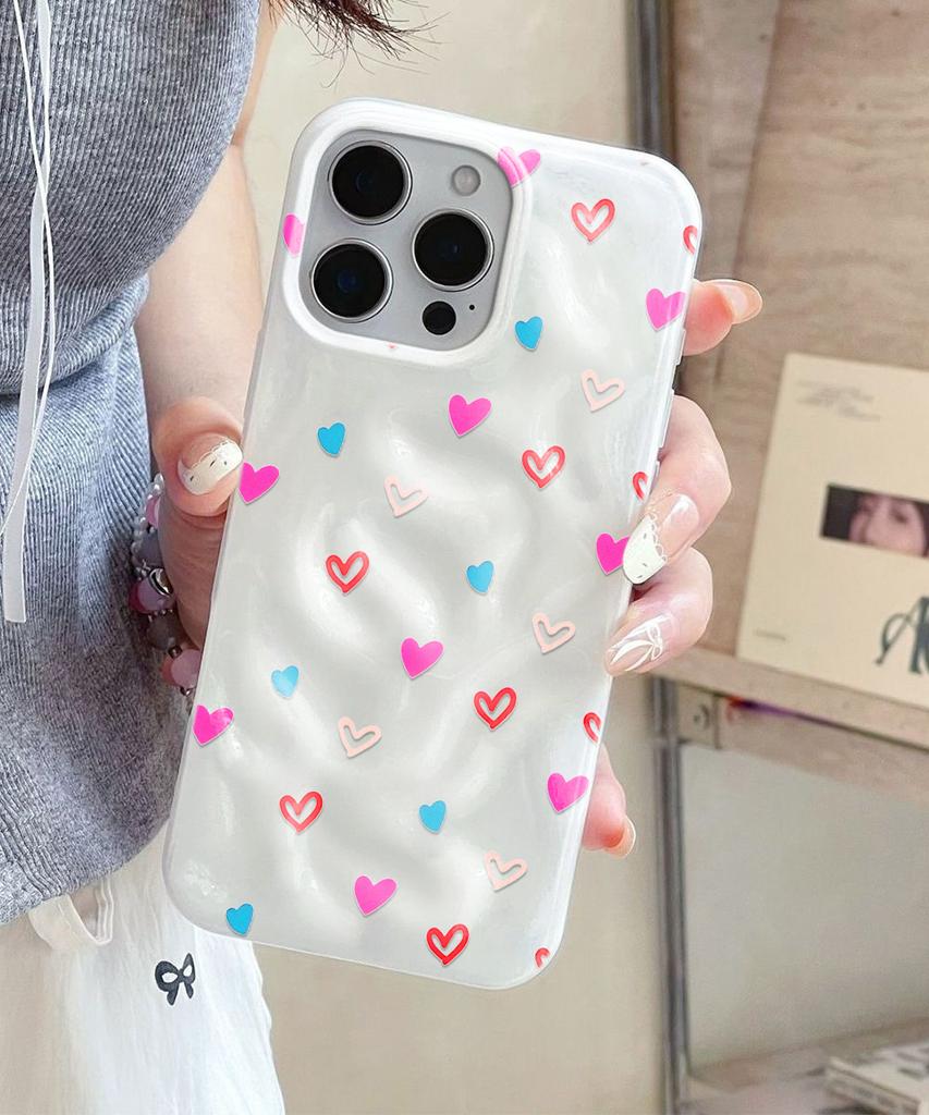 Polka Dot Heart Case For IPhone 17 Air 16 15 14 13 12 11 Pro Max Cover Case For IPhone 16 15 14 Plus Case Funda Coque