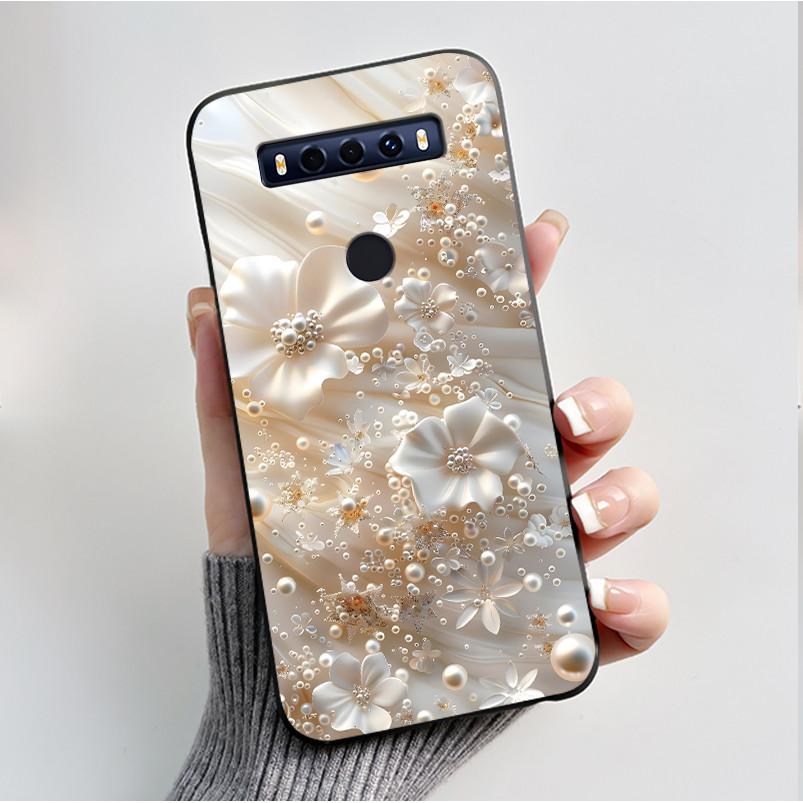 Case For TCL 10SE 10 SE Phone Case Aesthetic Luxury Fashion Butterfly Flowers Black Jelly Soft TPU Silicone Protective Cover