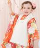 753 Kimono Set for Includes Hifu and Plain Hifu and Full Set Orange Blossom [KYOETSU] 3-Year-Old Girls, Cloth, Accessories, (10. Echo, 90-100cm)