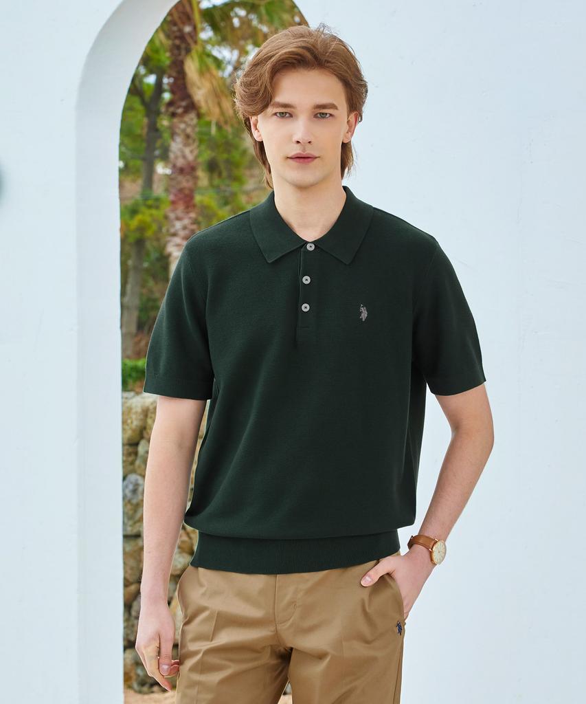 USPOLOASSN Short Sleeve Collared Knit_Deep Green