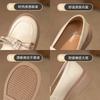 Augustine's New Winter Bow British Style White Small Leather Shoes with Thick Soles and Velvet.