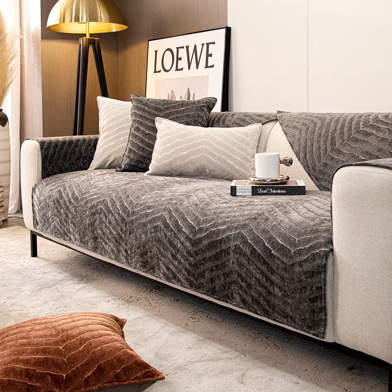 Chenier Velvet Sofa Cushion, Universal In All Seasons, Non-Slip, High-Grade Seat Cushion, Thickened Seat Cushion, High-Grade Leather Sofa Cover Towel