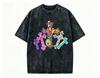 2026 new Washed Cotton Tshirt with Colorful Cross Print Casual Gothic Streetwear Top