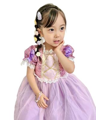 Rapunzel Long Princess Dress for Children Girls Cute Disney Dress Princess Halloween Costume Birthday Present Grandchild Birthday [coto Select] (130)